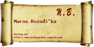 Maros Bozsóka névjegykártya